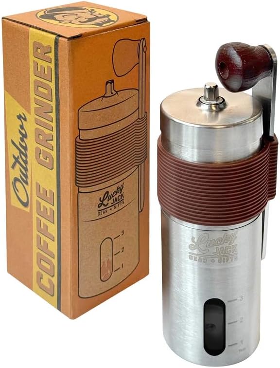 Lucky Jack Stainless Steel Outdoor Coffee Grinder, Manual Coffee Grinder for Camping and Brewing on the Go, Portable Hand Coffee Bean Grinder with Ceramic Burrs by Unknown