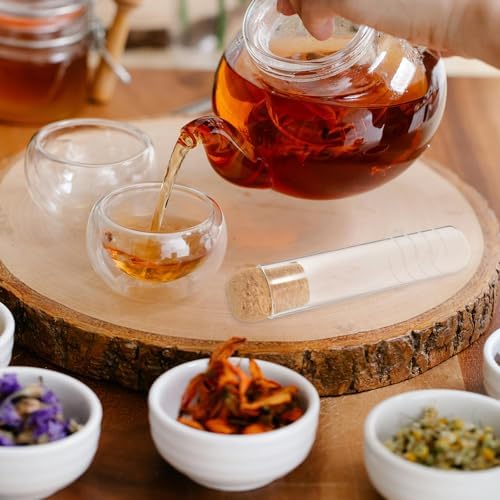 Artibetter 6pcs Glass Loose Leaves Tea Strainers Reusable Glass Tea Steeper Tubes with Fine Mesh Filter and Cork Caps at Home and Office - Image 6