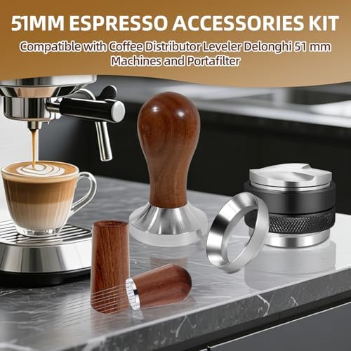 51mm Espresso Accessories Kit, Spring Loaded Calibrated Tamper, WDT Tool and Dosing Funnel Set, Coffee Machine Accessories - Image 3