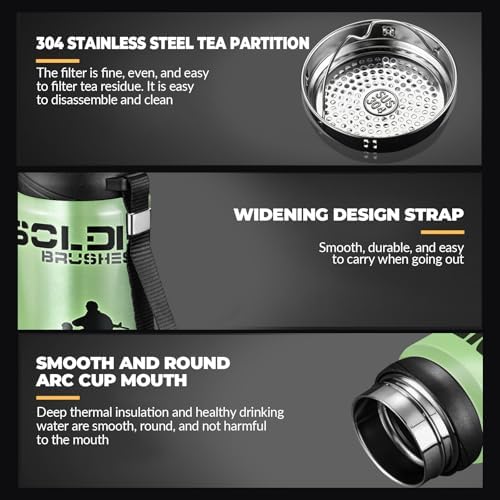 50 oz Smart Water Bottles with Digital Temperature Display Coffee Tea Infuser Bottle LED Thermal Cup Double Walled Vacuum Insulated Stainless Steel Flask Leak Proof Travel Mug Keep Warm (green) - Image 6
