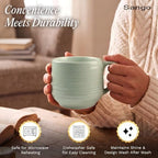 Sango Siterra Artist's Blend 17 oz. Stoneware Mug Set- Service for 4, Rustic Design, Green/White/Beige, Scratch-Resistant, Microwave & Dishwasher Safe, for Everyday Dining & Entertainment - Image 2