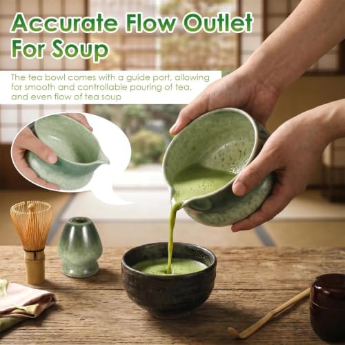 8-Piece Matcha Whisk Set with Bamboo Tools, Ceramic Bowl & Holder, Tea Sift - Image 6