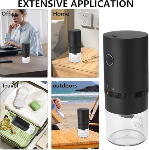 Portable Electric Burr Coffee Grinder Multi Adjustable Settings Rechargeable Coffee Bean Grinder with Conical Ceramic Burr, for Travel, Camping (BLACK) - Image 5