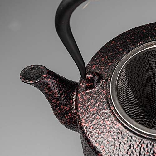 Cast Iron teapot,Classic Tea Kettle,Large Cast Iron Tea Kettle with Stainless Steel Infuser for Electric Ceramic Stove, Japanese Tea Kettle, Red 1400ML - Image 7