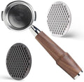 58mm Bottomless Portafilter Set for Gaggia - Includes Walnut Bottomless Portafilter, Stainless Steel Puck Screens in Black & Silver by KNODOS