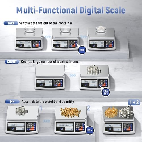 Industrial Counting Scale 30kg/66lb x 0.1g Precision Bench Scale Digital Inventory Counting Weight Scale for Small Parts and Coins, Electronic Gram Scale with Batteries/AC Power, lb/g/kg/oz - Image 5