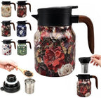 Vintage Teapot with Infuser, 35 oz Insulated Tea Pot for Loose Leaf Tea by Unknown