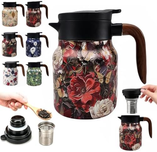 Vintage Teapot with Infuser, 35 oz Insulated Tea Pot for Loose Leaf Tea by Unknown