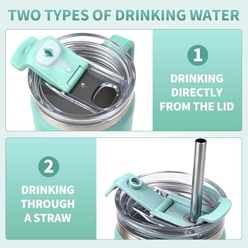 30 oz Tumbler with Handle Hidden Straw Stainless Steel Insulated - Image 4
