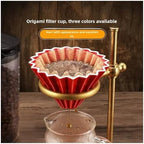 Ceramic Pour Over Coffee Filter, Origami Cup, Dripper For Home, Cafe, Camping(Red 2-4 persons) - Image 2