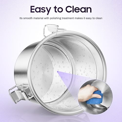 304 Stainless Steel Airtight Canister, 6L Canisters Container with Lids and Sturdy Locking Clamp,Bucket Food Storage Containers Airtight for Rice, Flour, Grain, Coffee Bean - Image 6