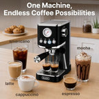 Zulay Kitchen Magia Compact Espresso Machine – 20 Bar Coffee Maker with Milk Frother Steam Wand, Latte & Cappuccino Maker, 1350W Fast Heating, 40oz Removable Water Tank, Stainless Steel – Black - Image 6