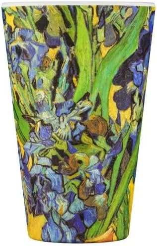 Ecoffee Cup 14oz (400ml) Van Gogh Reusable Coffee Cup – PLA Plant-Based Travel Mug with Silicone Lid, Melamine Free & Dishwasher Safe – Irises - Image 2