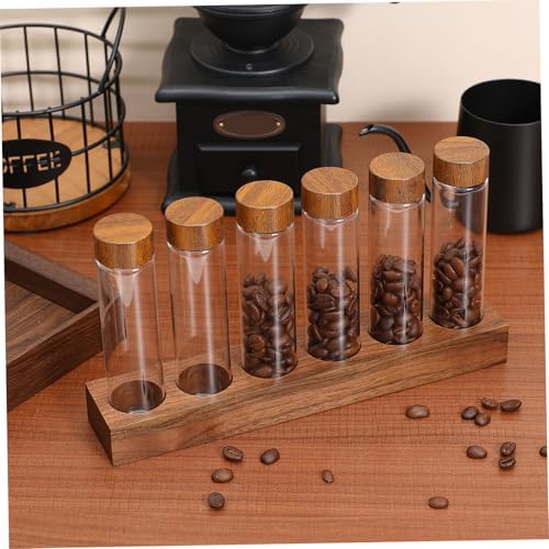 Alipis 6 Pack Glass Coffee Bean Storage Tubes with Wood Stand - Image 6