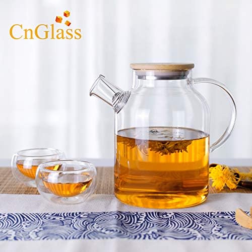 CNGLASS CnGlass16oz (4-pack) Double Wall Coffee Glass Mugs 50.7oz Glass Teapot Stovetop Safe - Image 7
