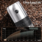 Portable Electric Burr Coffee Grinder with 40 Adjustable Settings & 35g Capacity, 1800mAh Rechargeable Coffee Bean Grinder with Conical Ceramic Burr, for Travel (SILVER) - Image 4