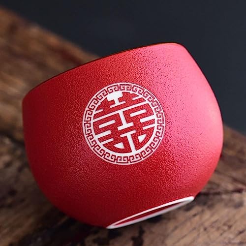 Wedding Supplies, Wedding Tea Set, Chinese Traditional Wedding Decoration Red Tea Set, Kung Fu Tea Set for Wedding Housewarming (Style E) - Image 6