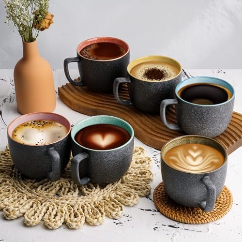 MIAMIO - Stoneware Coffee Mugs Set of 6 (16 oz) - Las Palmitas - Modern - Image 2