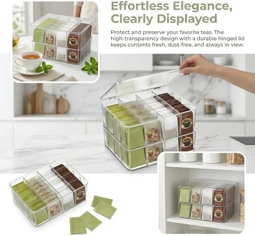 16 Compartment Acrylic Tea Bag Organizer with Lid (2 Pack) - Image 4