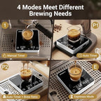 Mini Coffee Scale with Timer, 0.1g/2kg Rechargeable Espresso Scale, 4 Brewing Modes with Auto Tare and Real-Time Brew Ratio, Compact Digital Brewer for Pour-Over, Silver - Image 3
