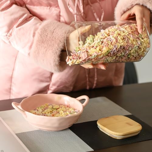 50oz Glass Food Storage Jars Set of 6,Glass Storage Containers Clear Glass Food Canister with Bamboo Lid Airtight For Serving Tea, Coffee, Flour, Sugar, Candy, Cookie, Spice and More (Square) - Image 2