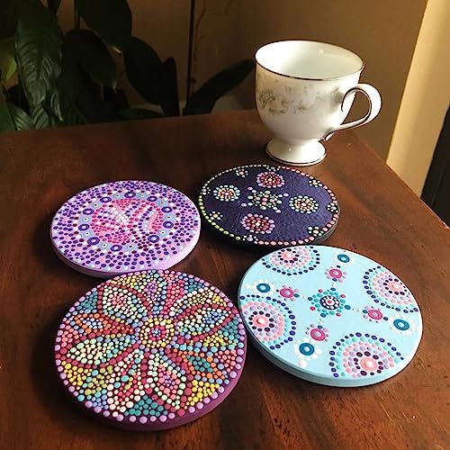 GNIEMCKIN 50 Pieces 3.54 Inch Round Blank Ceramic Coasters, Unglazed Ceramic Tiles Coasters with Cork Backing Pads for Painting, DIY Crafts, Circular, White. - Image 5
