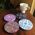 GNIEMCKIN 50 Pieces 3.54 Inch Round Blank Ceramic Coasters, Unglazed Ceramic Tiles Coasters with Cork Backing Pads for Painting, DIY Crafts, Circular, White. - Image 5