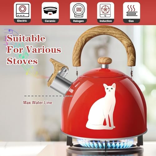 ARC 2-Quart Red Whistling Tea Kettle with Magic Color Changing Design - Image 4