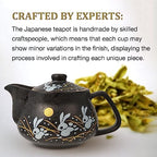 10oz bunny kyusu Rabbit Kutani Yaki(ware) Japanese Teapot with Removable Infuser, Handle Mug Stovetop Safe Tea Kettle, Blooming and Loose Leaf Tea Maker Set(Ceramic, Rabbit Black) - Image 2