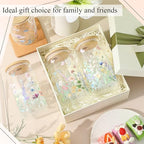 Mumufy 8 Pack Wildflower Glass Cup, 16 oz Tumbler Mug with Bamboo Lid - Image 6