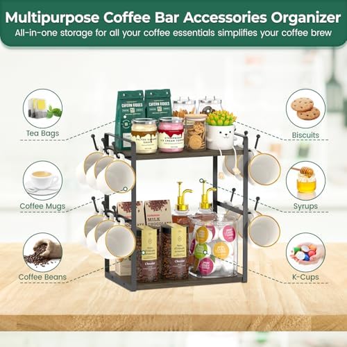 EsLuker.ly Coffee Station Bar Organizer Mug Holder Stand Countertop - Image 5