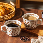 Ceramic Mugs 11 oz Unique Luxurious Cups Set of 4 with Premium Spoon, Mug for Coffee Milk Latte Cappuccino Tea, for Office Home Dishwasher Microwave Freezer Safe, Birthday Gift, Stoneware - Image 2