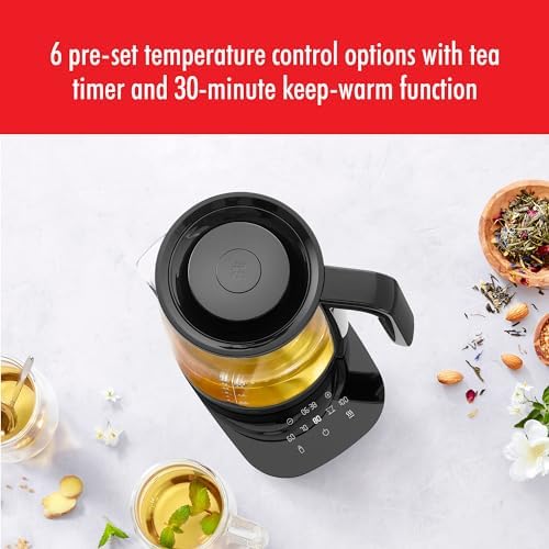 ZWILLING Enfinigy Glass Kettle 1.7L, Tea Kettle, 6 Preset Temps for the Perfect Cup, Tea Timer, Black - Image 5