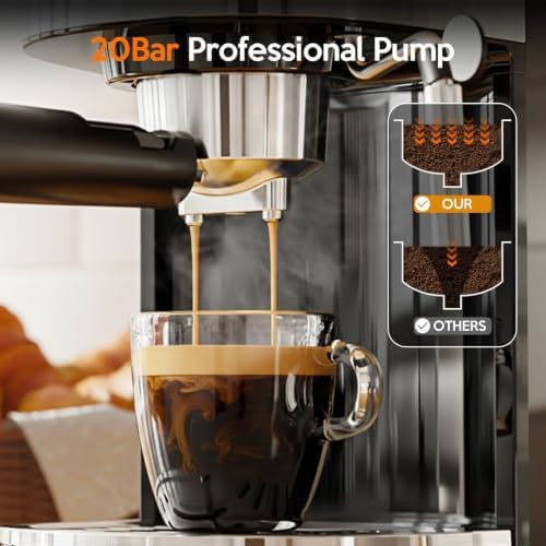 Kismile 20 Bar Stainless Steel Espresso Machine with Steam Milk Frother - Image 2