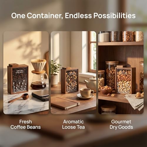 120g Coffee Storage Container, Wood Coffee Bean Storage Can, with One Way Exhaust Valve, with Sealing Ring, Walnut, for Home and Coffee Store, Decorate - Image 4