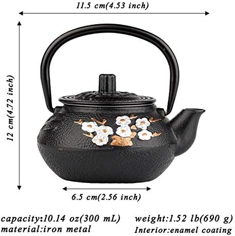 tetsubin cast iron teapot japanese tea kettle workshop with Stainless Steel Infuser(Plum bamboo pattern 10oz）【1.54 lb】 - Image 2