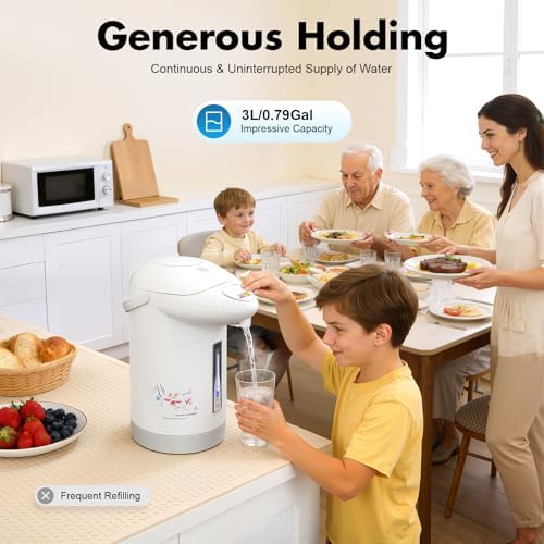 3L/0.79 Gal Electric Boiler, 304 Stainless Steel 750W Electric Boiler and Warmer, 3 Pouring Modes, Automatic Keep-Warm Function, for Brewing Coffee and Tea at Home and in the Office - Image 4