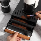 Espresso Knock Box Drawer with Handle Coffee Grounds Container Stainless Steel Coffee Knock Box Espresso Accessories Dump Bin CoffeeBar Accessories (BLACK) - Image 2