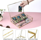 Gold Glass Tea Bag Organizer, Tea bag Storage Glass Box (4 Compartments) - Image 5