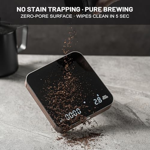 KitchenTour Coffee Scale with Timer, Small Espresso Scale 0.1g/2kg, Wood - Image 3