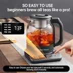Pure Titanium Glass Healthy Electric Tea Maker & Kettle, Auto Shut Off, Steam Extraction, 11 Temp, 10 Concentration Levels, 2 Tea Infusers, 12H Auto Warm, 1.2L 600W, US Plug, BPA-Free, Easy to Clean - Image 2