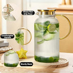 Buaic 2 PACK Glass Pitcher with Lid, 84 oz/ 2.5 Liter Glass Water Carafe - Image 3