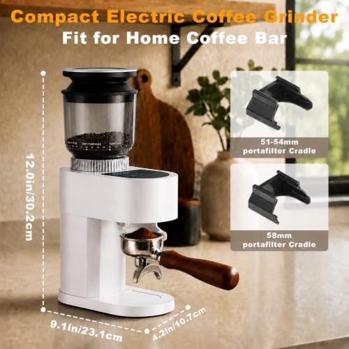 Electric Conical Burr Coffee Bean Grinder,with adjustable 52 settings,White - Image 2