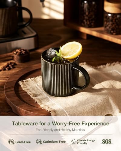 famiware Coffee Mug Set of 8, Star 12 oz Ceramic Mugs Cups Set with Handle - Image 3