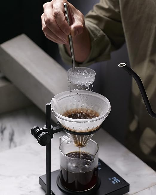 MELODRIP Pour Over Coffee Tool for Cleaner and Sweeter Brewing (Matte Grey Handle and Clear Dish) - Image 4