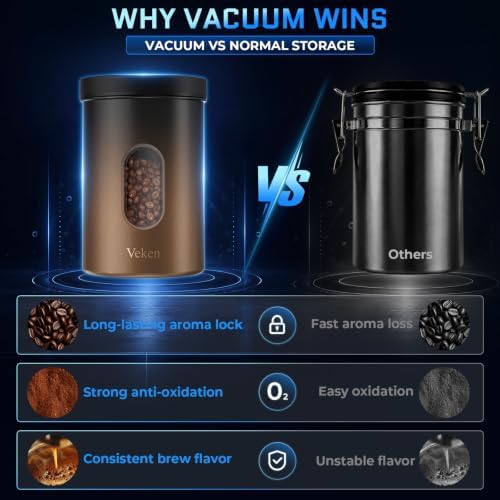 Veken Electric Vacuum Coffee Canister with Window, Auto-Seal Container,19OZ - Image 5