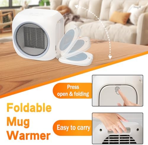 2 in 1 Space Heater & Smart Mug Warmer for Desk with Thermostatic 12H Auto Shut Off for Home Office, Ideal Coffee Lover Gift (White) - Image 7