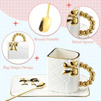 Sliner Set of 4 Handbag Coffee Mug with Saucer Purse Tea Cup Set,Modern - Image 3