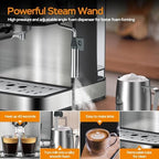 Plum chef 20 Bar Espresso Machine with Milk Frother, Dual Shot, ESE Pod Compatible, 54 OZ Removable Water Tank for Home Barista (Silver) - Image 4
