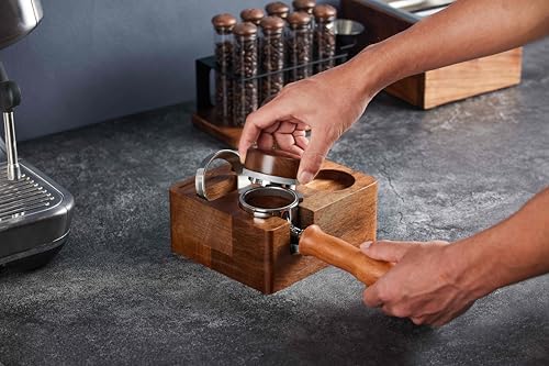 54mm distributor called Adjustable Depth espresso leveler Compatible with Breville Machine Accessories The coffee leveler Made of Stainless Steel and Walnut wood - Image 4